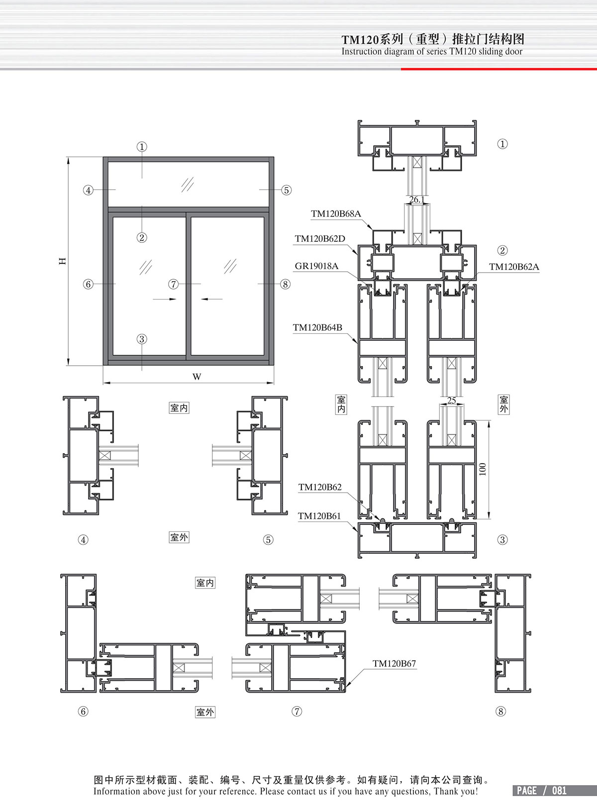 TM120系列（重型）推拉門結(jié)構(gòu)圖