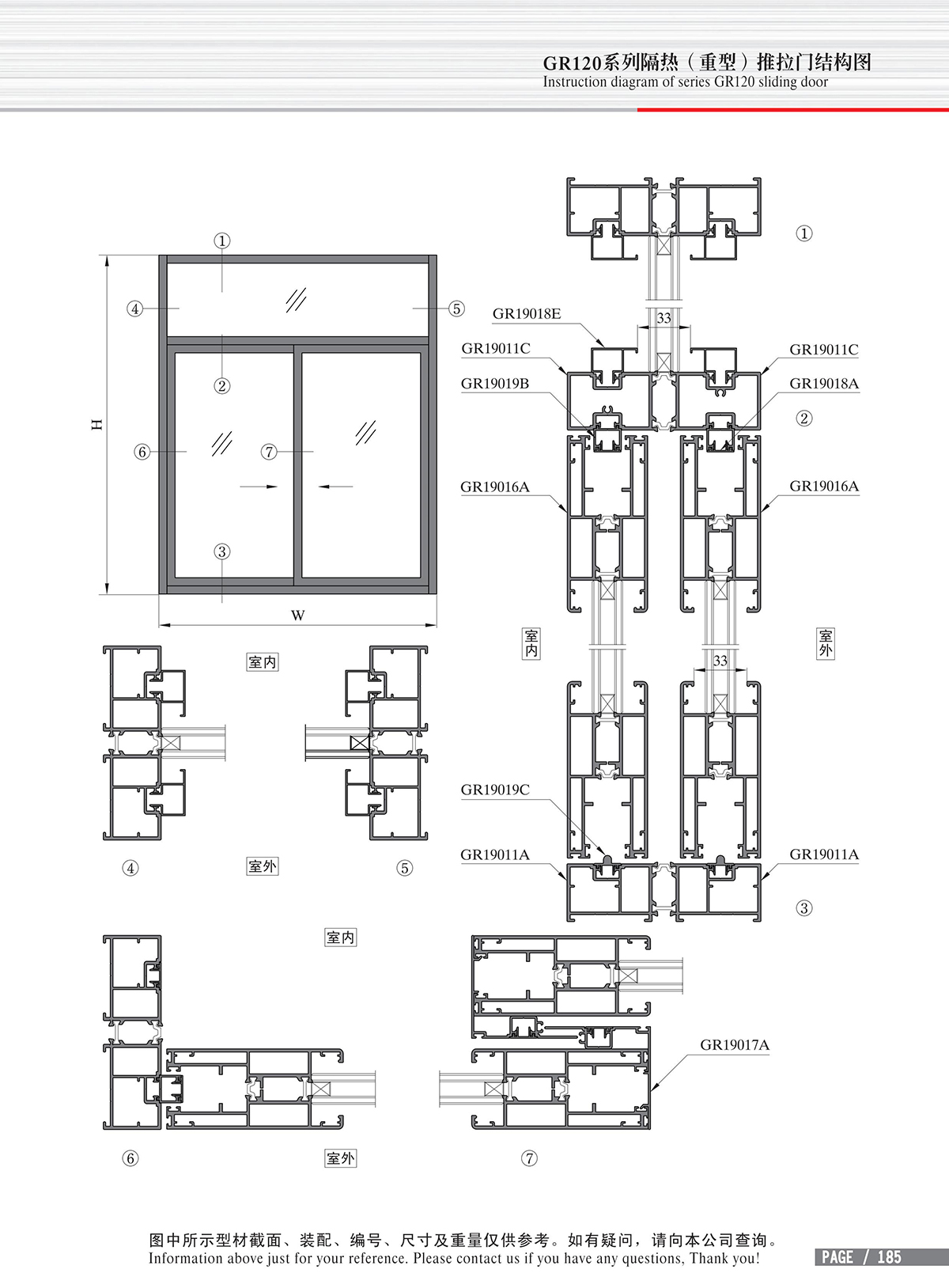 GR120系列隔熱（重型）推拉門結(jié)構(gòu)圖