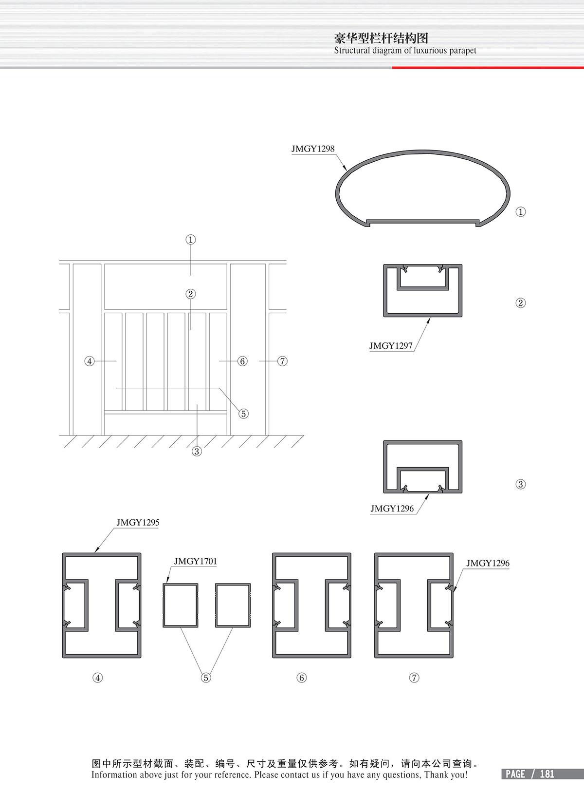 Structure drawing of luxury railing