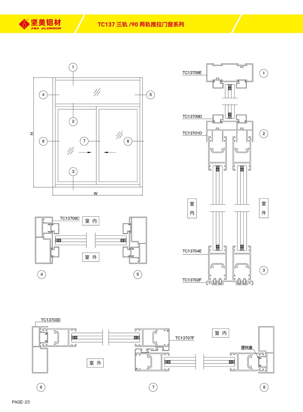 TC137 three-track/90 two-track sliding door and window series